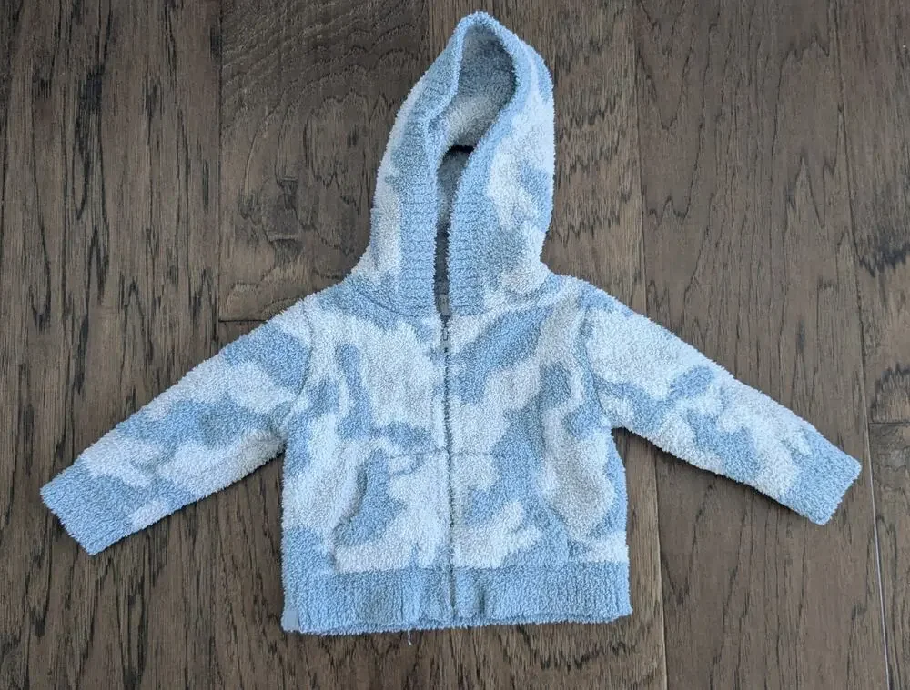 Barefoot Dreams Blue Camo Cozychic Infant Zip Up Hoodie Jacket